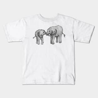 Baby Elephant Affection Kids T-Shirt